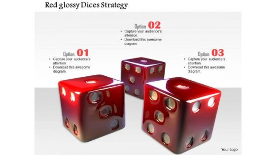 Stock Photo Red Glossy Dices Strategy PowerPoint Slide