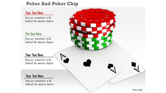 Stock Photo Red Green Poker Chips With Aces PowerPoint Slide