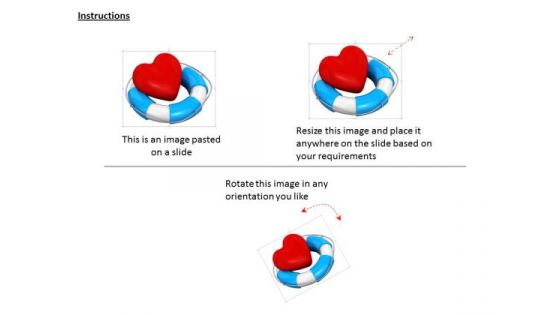 Stock Photo Red Heart Symbol In Lifesaving Belt PowerPoint Slide