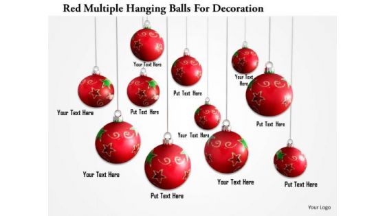 Stock Photo Red Multiple Hanging Balls For Decoration PowerPoint Slide
