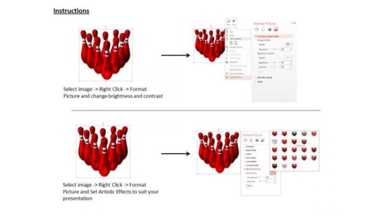 Stock Photo Red Pins For Bowling Game PowerPoint Slide