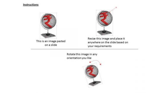 Stock Photo Red Rupee Symbol Over Globe Economy Concept PowerPoint Slide