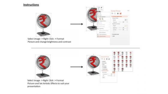 Stock Photo Red Rupee Symbol Over Globe Economy Concept PowerPoint Slide