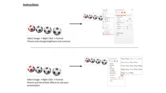 Stock Photo Red Soccer Ball Leading Other Balls PowerPoint Slide