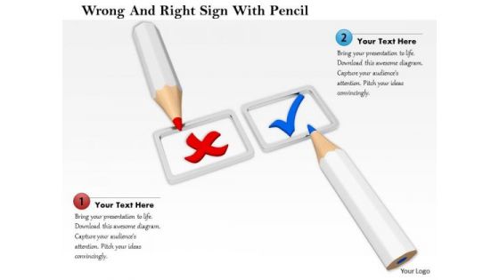 Stock Photo Red Wrong And Blue Right Signs PowerPoint Slide