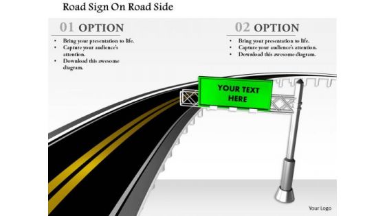 Stock Photo Road Sign On Road Side PowerPoint Slide
