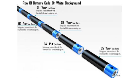 Stock Photo Row Of Battery Cells On White Background PowerPoint Slide