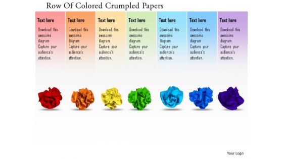 Stock Photo Row Of Crumpled Papers PowerPoint Slide