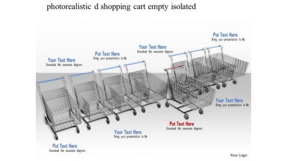 Stock Photo Row Of Shopping Cart With One Standing Ahead PowerPoint Slide