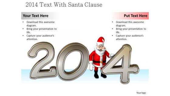 Stock Photo Santa Clause With 2014 Year Text PowerPoint Slide