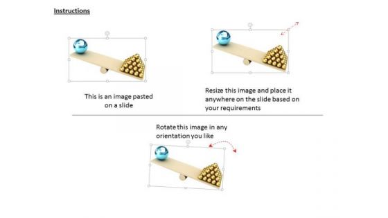 Stock Photo Seesaw With Golden Spheres And Big Blue Sphere PowerPoint Slide