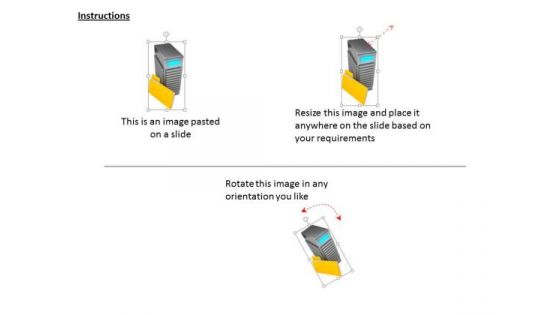 Stock Photo Server With Yellow Data Folder PowerPoint Slide