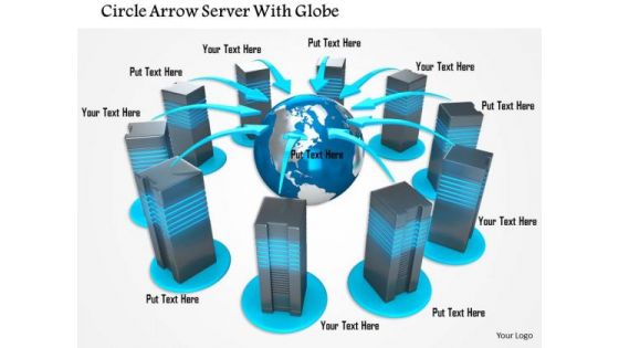 Stock Photo Servers Connected With Globe For Networking PowerPoint Slide