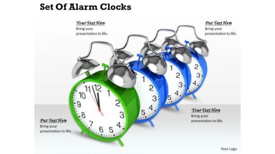 Stock Photo Set Of Alarm Clocks Ppt Template