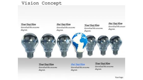 Stock Photo Shining Globe Bulb Ahead Of Other Bulbs PowerPoint Slide