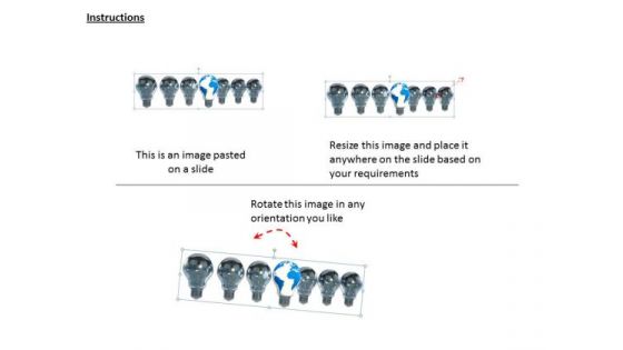 Stock Photo Shining Globe Bulb Ahead Of Other Bulbs PowerPoint Slide