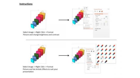 Stock Photo Shopping Bags In Increasing Order PowerPoint Slide