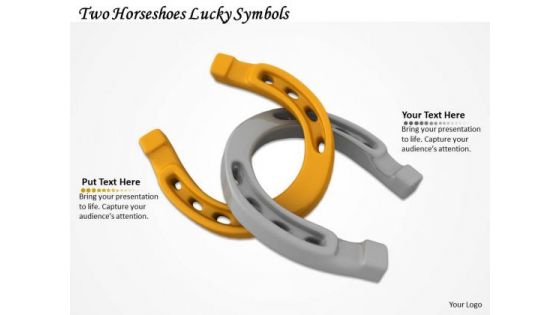 Stock Photo Silver And Gold Horse Shoe Luck Symbol PowerPoint Slide