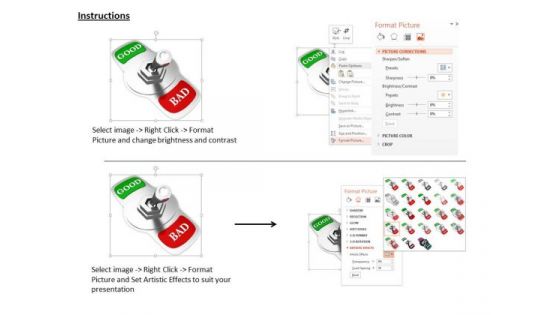 Stock Photo Silver Switch With Good And Bad Words PowerPoint Slide