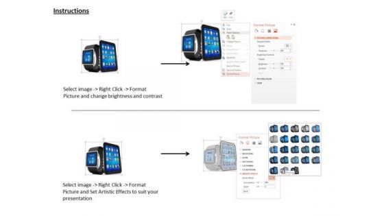Stock Photo Smart Touchscreen Phone With Smart Watch PowerPoint Slide