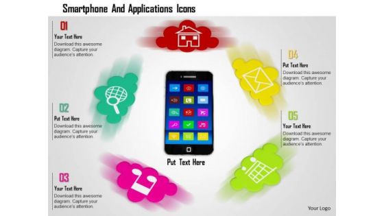 Stock Photo Smartphone And Applications Icons PowerPoint Slide