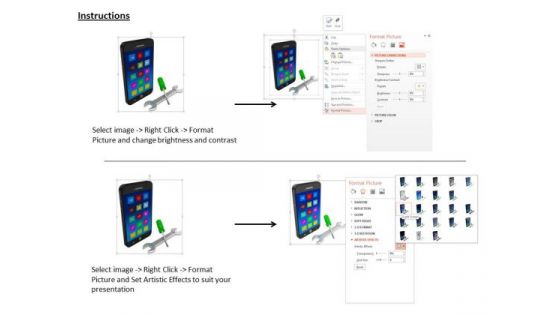 Stock Photo Smartphone Service Tools PowerPoint Slide