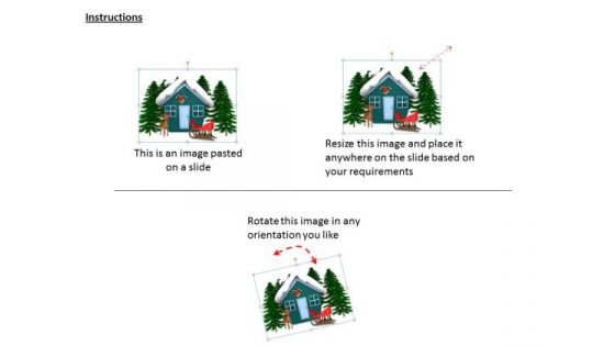 Stock Photo Snow Covered Hut With Sleigh PowerPoint Slide