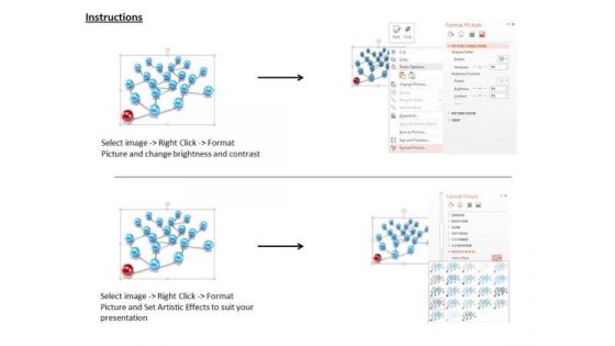 Stock Photo Spheres Connected With One Different Sphere Network PowerPoint Slide