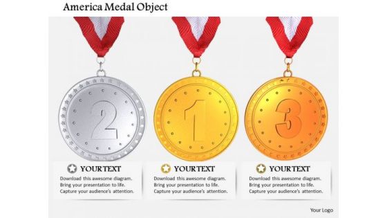 Stock Photo Sports Style Medals Of First Second And Third Prize PowerPoint Slide