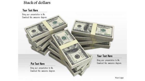 Stock Photo Stack Of American Dollar Bundles PowerPoint Slide