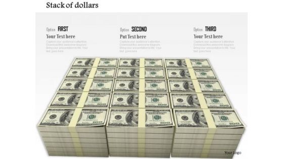 Stock Photo Stack Of Several Bundles Of Us Dollar PowerPoint Slide