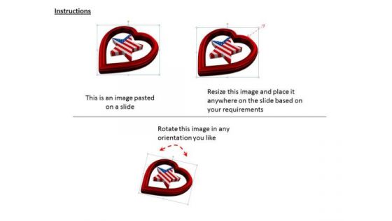 Stock Photo Star Of Usa Flag With Heart Symbol PowerPoint Slide