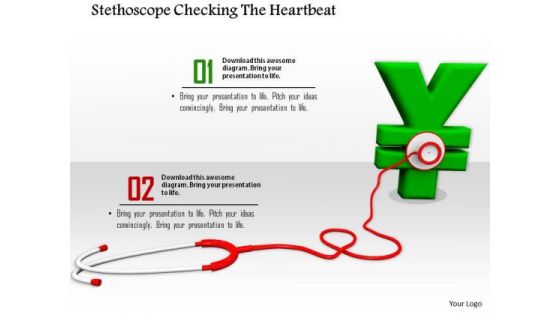 Stock Photo Stethoscope On Green Yen Symbol PowerPoint Slide