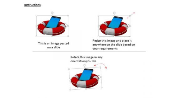Stock Photo Technology Crisis Concept With Smartphone In Lifesaver PowerPoint Slide