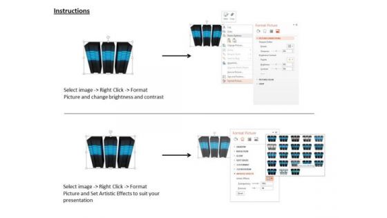 Stock Photo Three Black Computer Servers On White Background PowerPoint Slide