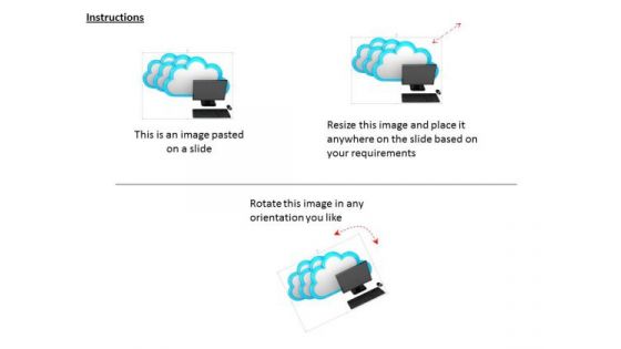 Stock Photo Three Clouds And Laptop For Data Technology PowerPoint Slide