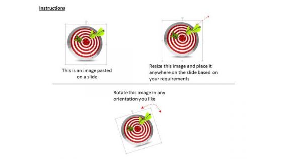 Stock Photo Three Green Arrows On Red Target Pwerpoint Slide