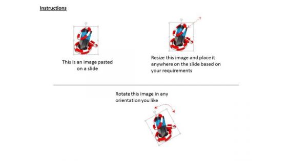 Stock Photo Three Lifesaver With Server For Data Protection PowerPoint Slide