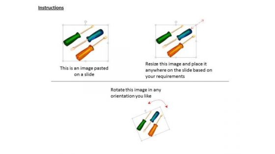 Stock Photo Three Screwdrivers On White Background PowerPoint Slide