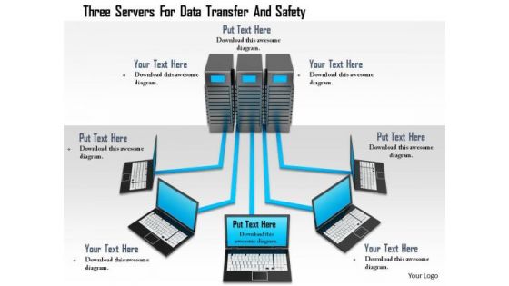 Stock Photo Three Servers For Data Transfer And Safety Image Graphics For PowerPoint Slide
