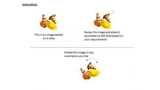 Stock Photo Traffic Cones With And Hat For Road Safety PowerPoint Slide