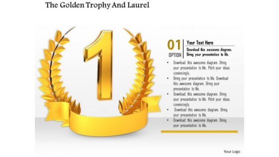 Stock Photo Trophy For Winner With 1st Rank Pwerpoint Slide