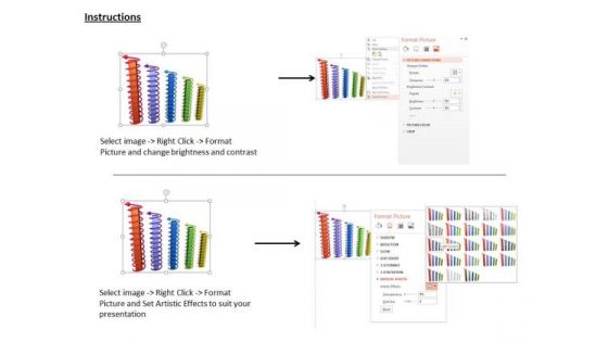 Stock Photo Twisted Arrows Around Bars PowerPoint Slide