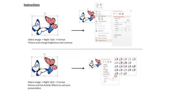 Stock Photo Us And Israel Butterflies PowerPoint Slide