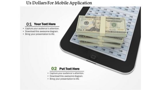 Stock Photo Us Dollars For Mobile Application PowerPoint Slide