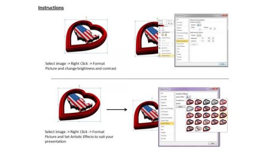 Stock Photo Usa Map Inside Red Heart Symbol PowerPoint Slide