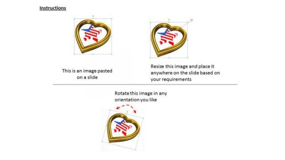 Stock Photo Usa Star Inside Golden Heart Symbol PowerPoint Slide