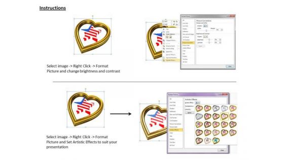 Stock Photo Usa Star Inside Golden Heart Symbol PowerPoint Slide