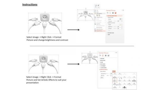 Stock Photo Various White Plugs And One Socket PowerPoint Slide