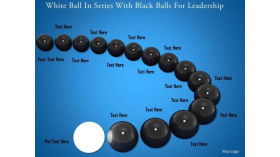 Stock Photo White Ball In Series With Black Balls For Leadership PowerPoint Slide